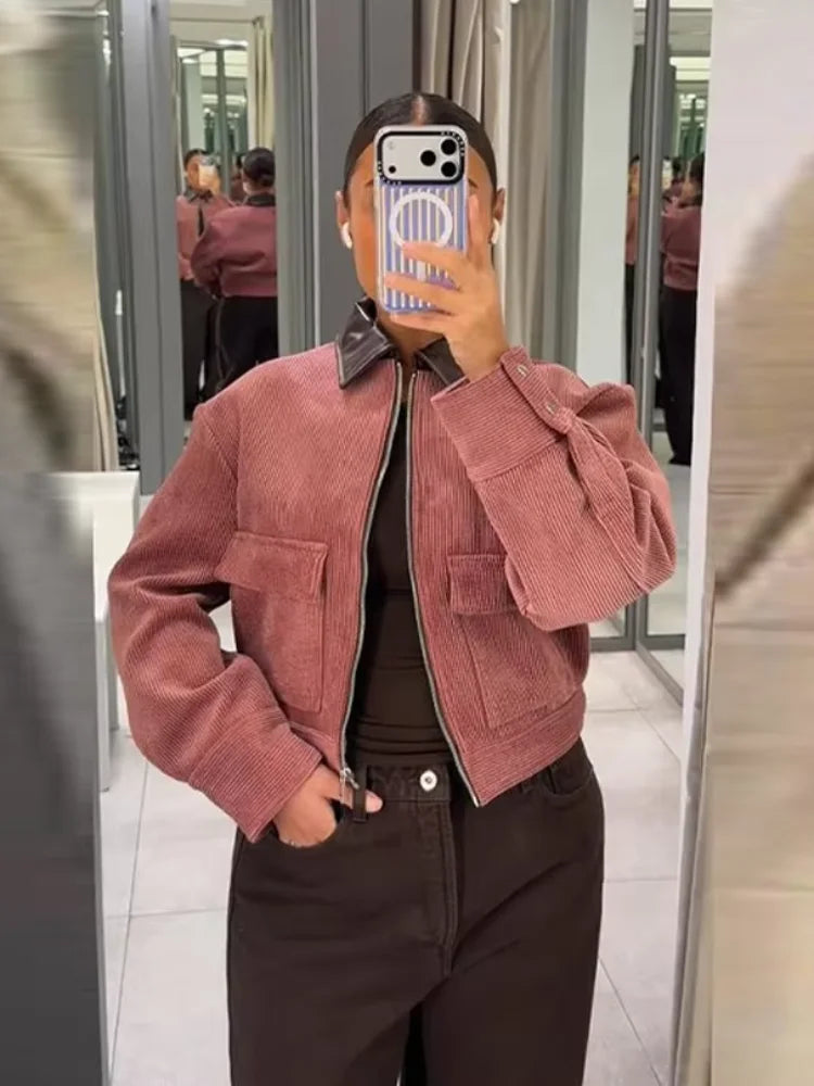 Mia | Women's Cropped Bomber Jacket | Zip Front-Women Jacket-Pick NewYork
