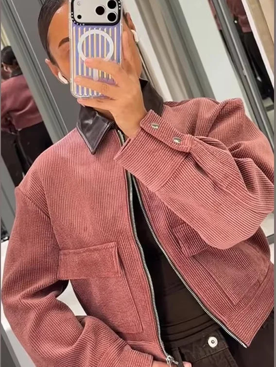 Mia | Women's Cropped Bomber Jacket | Zip Front-Women Jacket-Pick NewYork