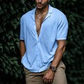 Wyatt | Men’s Short Sleeve Button Front Shirt | Open Collar Solid Color Casual Wear-Men Shirt-Pick NewYork