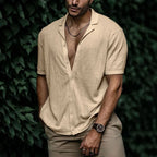 Wyatt | Men’s Short Sleeve Button Front Shirt | Open Collar Solid Color Casual Wear-Men Shirt-Pick NewYork