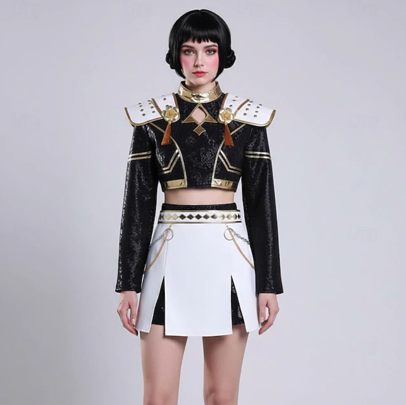 Zara | Women’s K-Pop Costume Set | Shoulder Panels Pleated Skirt-Women Costume Set-Pick NewYork
